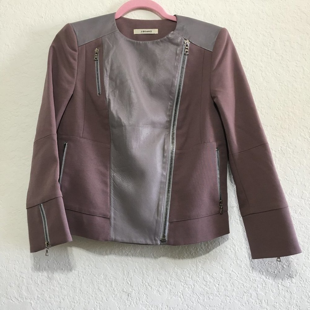 J Brand Leather Biker Jacket Dusty Pink/Lavender Size 2